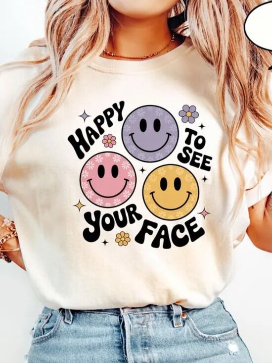 Tops - Happy To See Your Face Shirt, BackTo School Shirt, Teacher Tee Gift